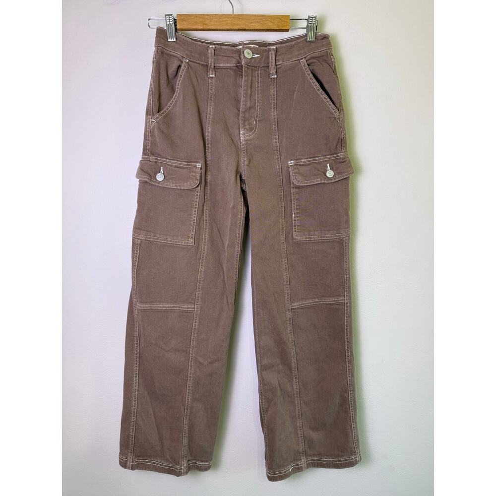 SO High Rise Cargo Wide Leg Pants Brown Size 29W - Picture 2 of 5